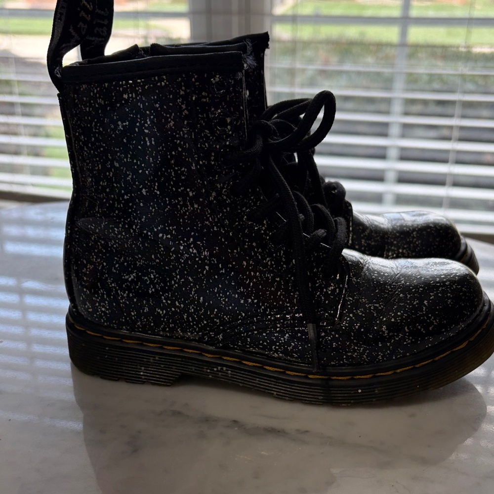 Dr. Martens Black Sparkle Leather Boots - Picture 3 of 8